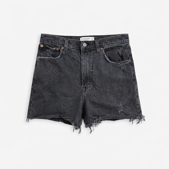 Abercrombie & Fitch Pants - Abercrombie 90s Straight Ultra High Rise Shorts Black Distressed Size 30
